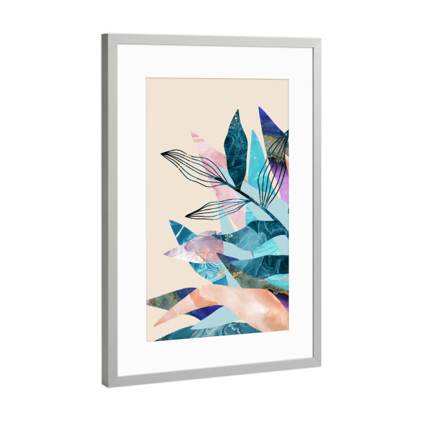 Poster mit Rahmen Silber "Marmor-Fantasie" artboxONE - Floral
