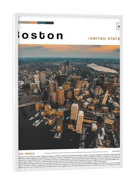 Poster mit weißem Rahmen "Boston v2-Zeitungscover" artboxONE - Städte,Architektur