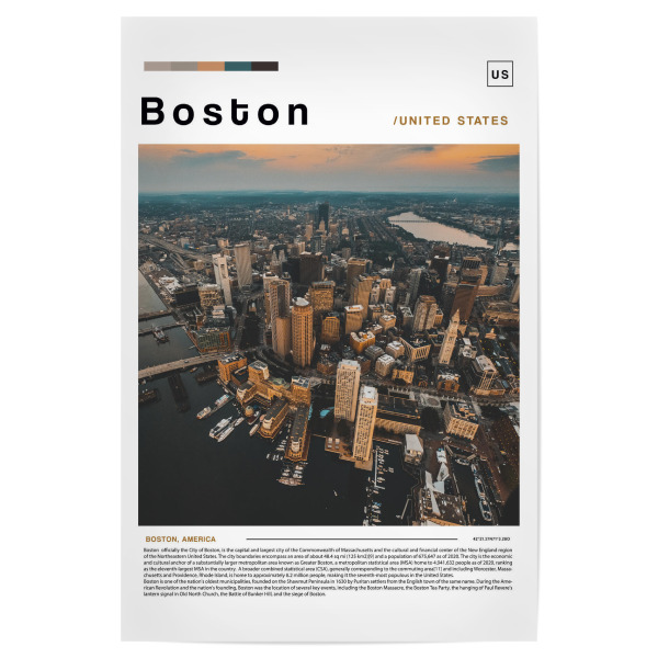 Poster 30x20 cm "Boston v2-Zeitungscover" artboxONE - Städte,Architektur