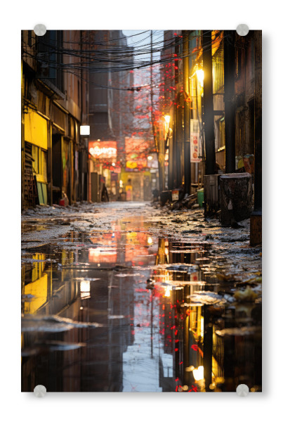 Acrylglasbild "Düstere Gasse bei Nacht" artboxONE - Städte,Architektur