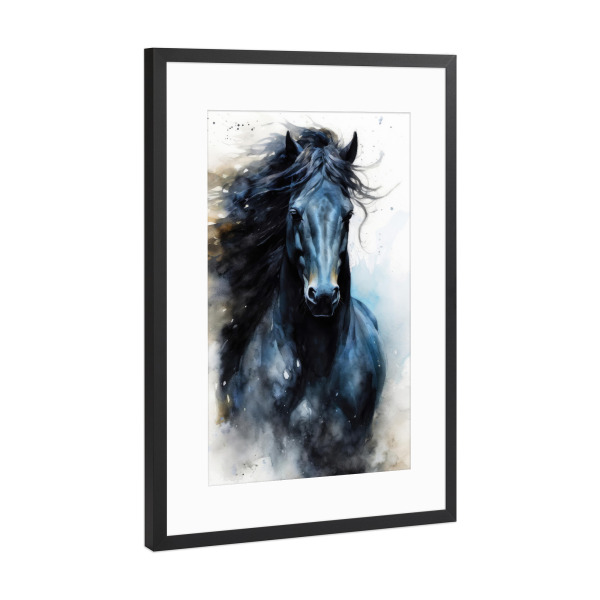 Poster mit Rahmen Schwarz (Metallic) "Pferd Aquarellkunst C" artboxONE - Tiere - Pferd,Pferde,Tier,Aquarell,Malerei,Pony