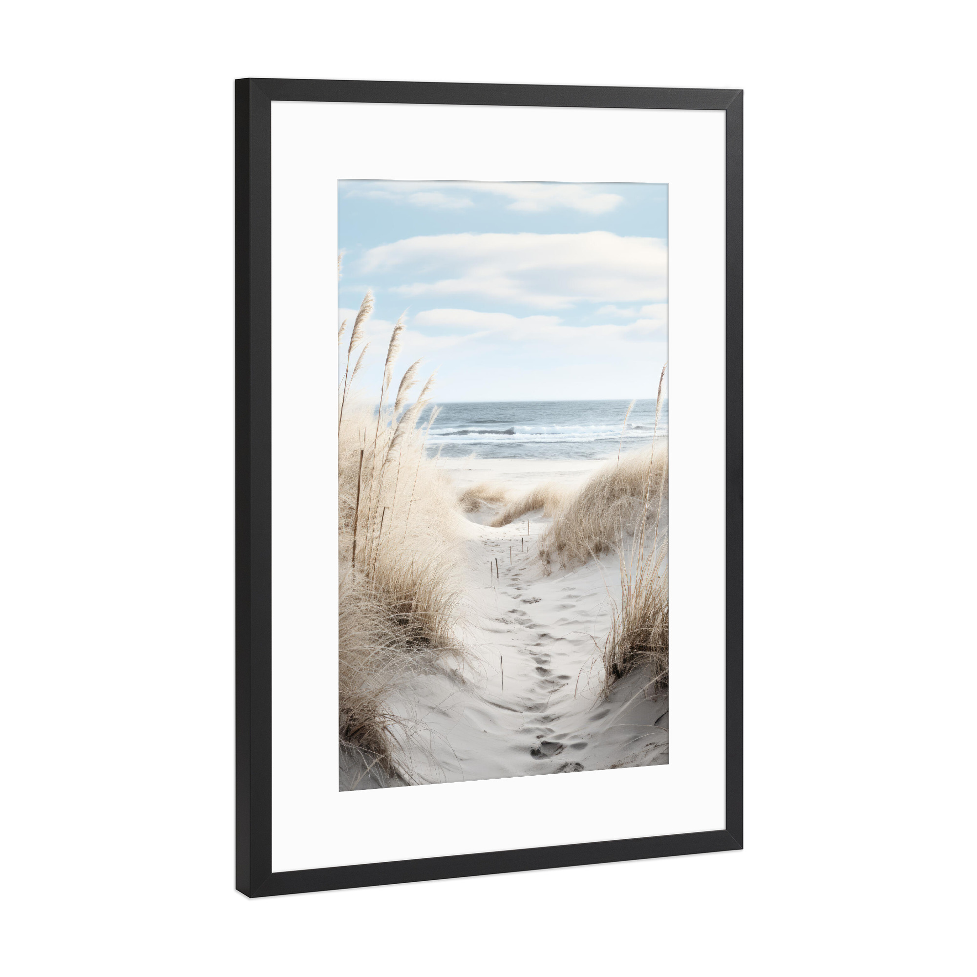 Poster mit Rahmen Schwarz (Metallic) "Strandweg" artboxONE - Reise / Strand und Meer