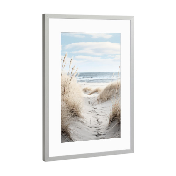 Poster mit Rahmen Silber "Strandweg" artboxONE - Reise / Strand und Meer