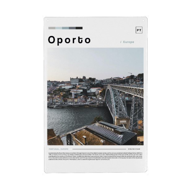 Holzbild "Oporto Newspaper cover" artboxONE - Städte,Architektur - Foto,Fotografie,Landschaft,Zeitung,Stadt,Tourismus,Souvenir,Denkmäler,Retro,Vintage