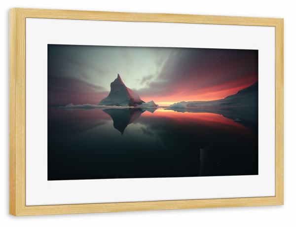 Poster mit Rahmen kiefer "Eisberge-Lagune in Grönland" artboxONE - Natur,Reise / Strand und Meer