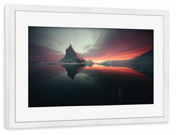 Poster mit Rahmen weiß "Eisberge-Lagune in Grönland" artboxONE - Natur,Reise / Strand und Meer