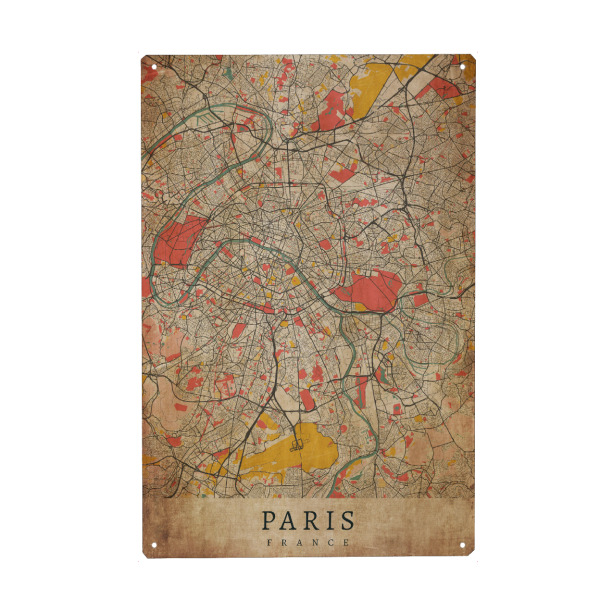 Holzbild "Vintage Map Paris" artboxONE - Städte / Paris,Kartografie
