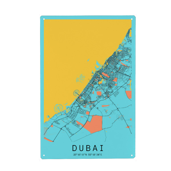 Holzbild "Dubai Stadtplan" artboxONE - Städte / Dubai,Kartografie