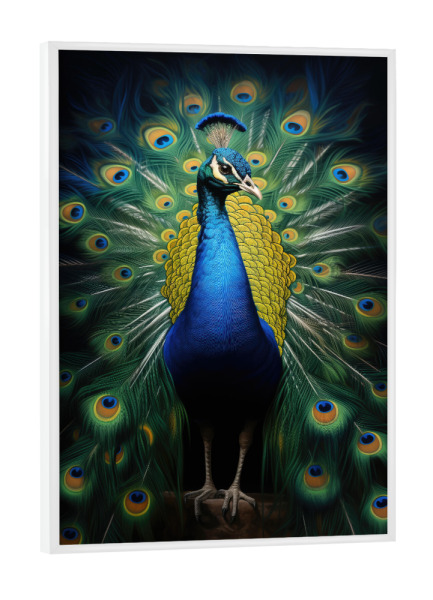 Poster mit weißem Rahmen "Pfauenporträt" artboxONE - Natur,Tiere - Tier,Kunst,Vogel,Leinwand,Natur,öl,Farbe,Gemälde,Porträt,Wild,Tierwelt,Flügel