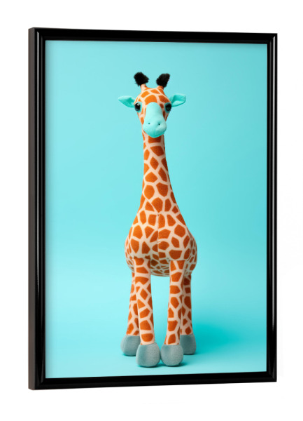 Poster mit schwarzem Rahmen "Gefüllte Giraffe auf Türkis" artboxONE - Tiere,Lustig