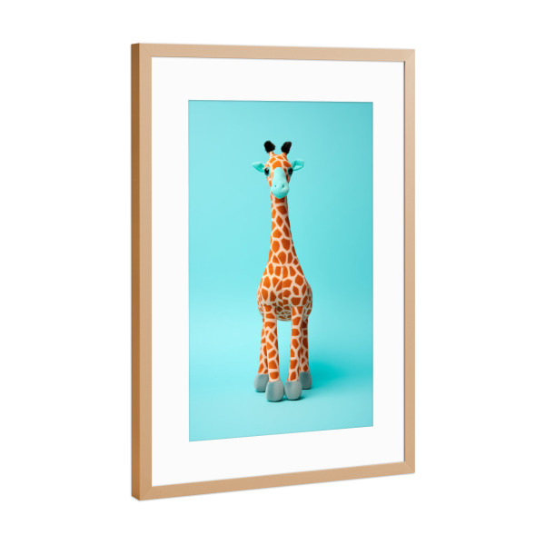 Poster mit Rahmen Kupfer "Gefüllte Giraffe auf Türkis" artboxONE - Tiere,Lustig