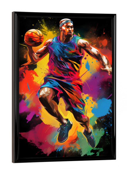 Poster mit schwarzem Rahmen "Basketball Colorful 4 (matart)" artboxONE - Sport