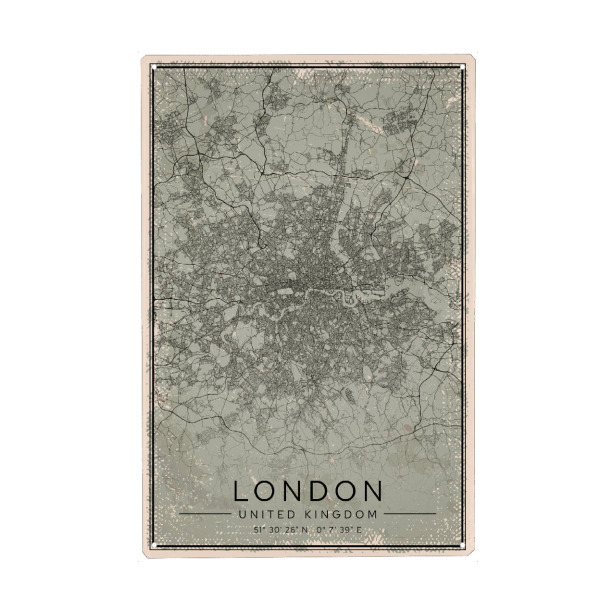 Metall Poster "City von London Vintage" artboxONE - Städte / London,Kartografie