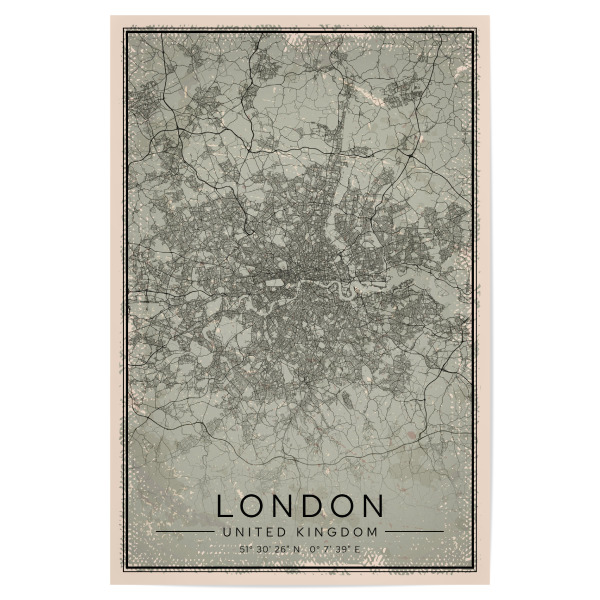 Poster "City von London Vintage" artboxONE - Städte / London,Kartografie