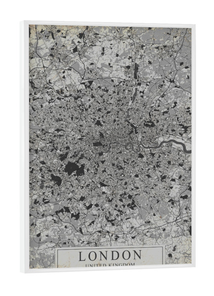 Poster mit weißem Rahmen "Vintage Stadtplan London" artboxONE - Städte / London,Kartografie