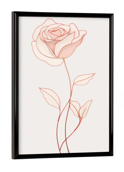 Poster mit schwarzem Rahmen "Strichzeichnung einer Rose" artboxONE - Floral,Liebe