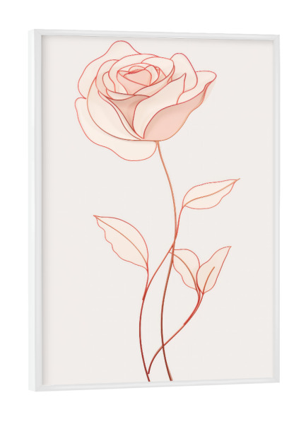 Poster mit weißem Rahmen "Strichzeichnung einer Rose" artboxONE - Floral,Liebe