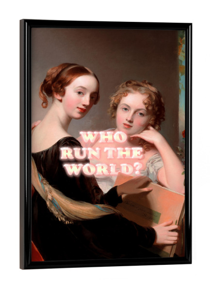 Poster mit schwarzem Rahmen "Wer regiert die Welt" artboxONE - Typografie,Menschen,Lustig