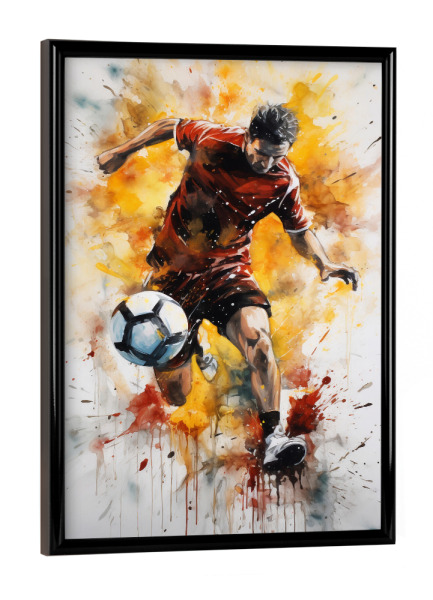 Poster mit schwarzem Rahmen "Football Watercolor (matart)" artboxONE - Sport,Sport / Fußball