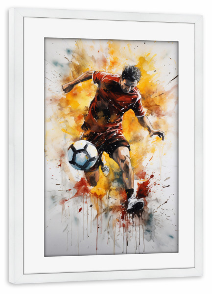 Poster mit Rahmen weiß "Football Watercolor (matart)" artboxONE - Sport,Sport / Fußball