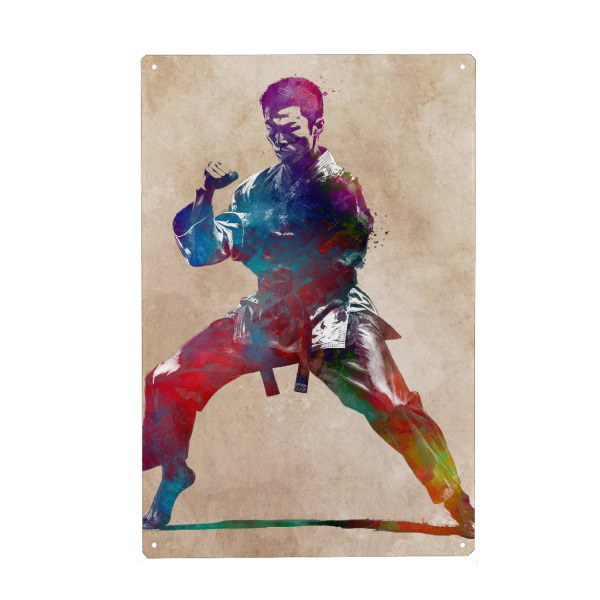 Metall Poster "Karate-Sportkunst A" artboxONE - Sport,Sport / Motivation - Karate,Kampf,Kämpfer,Sport - Blechschild