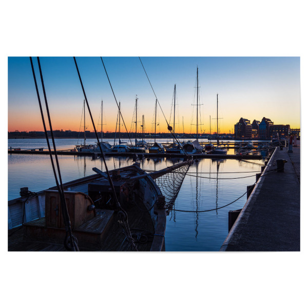 Poster 30x20 cm "Schiff, Hafen, Sonnenaufgang" artboxONE - Natur,Reise,Architektur