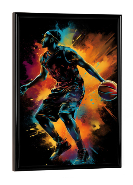 Poster mit schwarzem Rahmen "Basketball Colorful 3 (matart)" artboxONE - Sport
