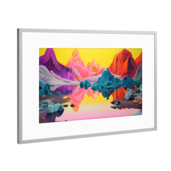 Poster mit Rahmen Silber "Surreale Landschaft" artboxONE - Natur,Abstrakt,Geometrie