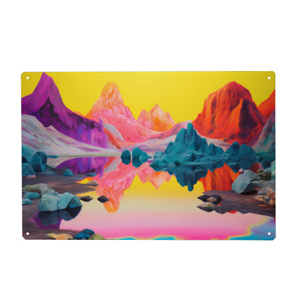 Metall Poster "Surreale Landschaft" artboxONE - Natur,Abstrakt,Geometrie