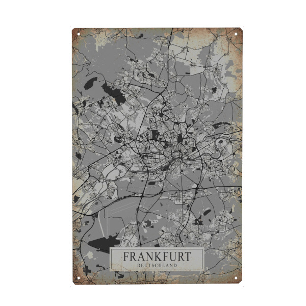 Holzbild "Frankfurt am Main Vintage" artboxONE - Städte / Frankfurt,Kartografie