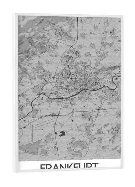 Poster mit weißem Rahmen "Frankfurt City Bleistift" artboxONE - Schwarzweiß,Städte / Frankfurt,Kartografie