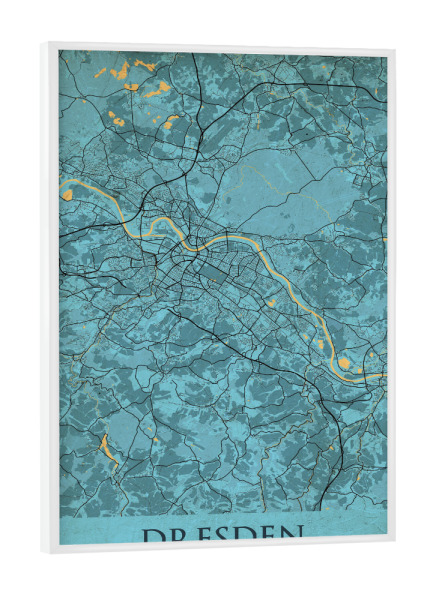 Poster mit weißem Rahmen "Dresdner Vintage Citymap" artboxONE - Städte / Dresden,Kartografie