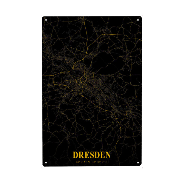 Holzbild "Dresdner Stadt Map" artboxONE - Städte / Dresden,Kartografie