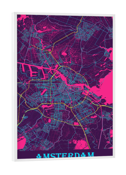 Poster mit weißem Rahmen "Stadt Amsterdam" artboxONE - Städte / Amsterdam,Kartografie