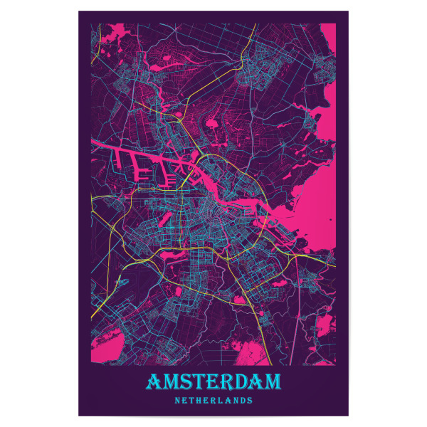 Poster 30x20 cm "Stadt Amsterdam" artboxONE - Städte / Amsterdam,Kartografie