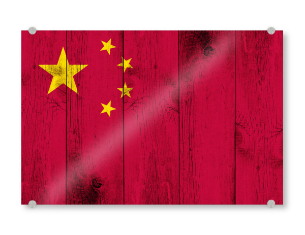 Acrylglasbild "Chinese Flag" artboxONE - Reise,Reise / Asien,Reise / Länder - China,Asia,Vintage,Flag,Flagge,Asien,Holz,Fahne