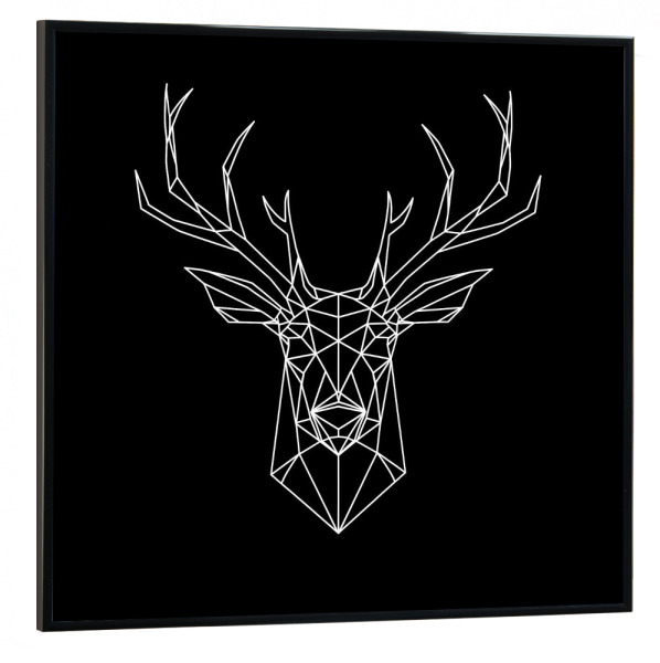 Poster mit schwarzem Rahmen 30x30 cm "Lineart Hirsch" artboxONE - Tiere,Schwarzweiß,Geometrie