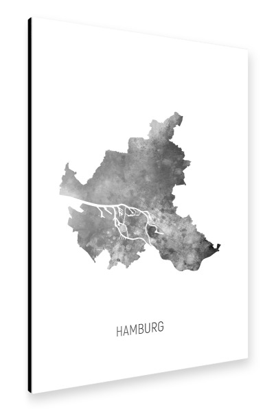 Alu-Dibond "Hamburger Stadt-Landkarte BW" 30x20 cm artboxONE