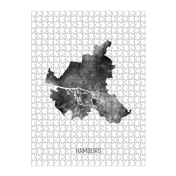 artboxONE Puzzle "Hamburger Stadt-Landkarte BW" artboxONE - Schwarzweiß,Kartografie - Hamburg,Karte,Aquarell,Malerei,Stadtstaat,Deutschland