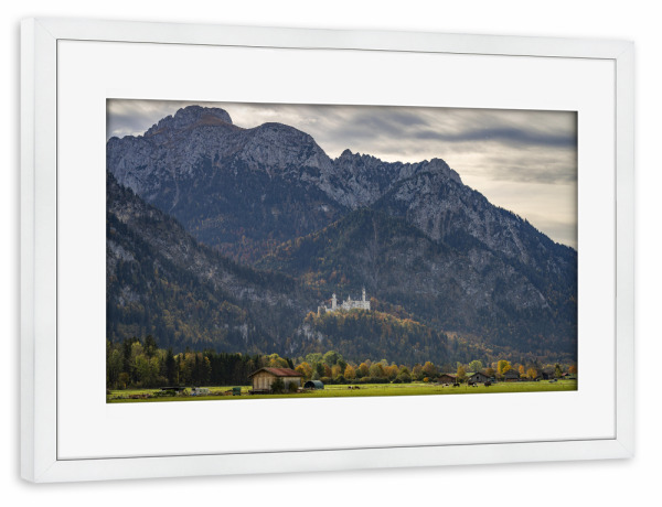 Poster mit Rahmen weiß "Allgäu und Schloss Neuschwanstein" artboxONE - Natur,Reise