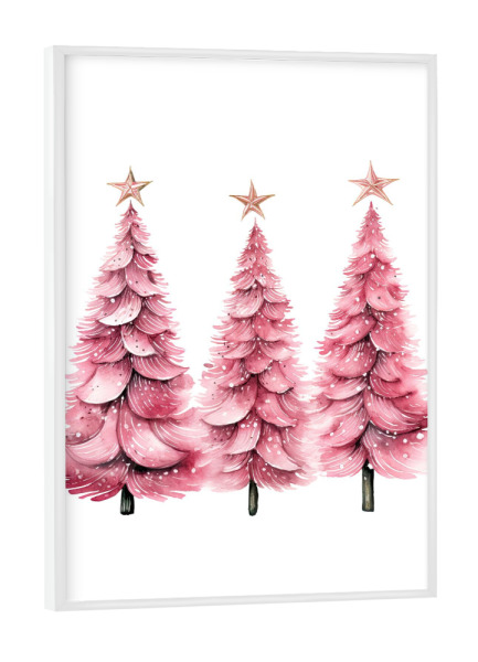 Poster mit weißem Rahmen "Rosa Weihnachtsbaum" artboxONE - Natur,Fashion,Weihnachten,Festivals