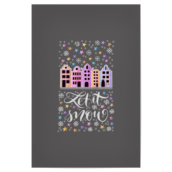 Poster "Sternennacht bunt" artboxONE - Weihnachten - Weihnachten,Häuser,Stadt,Schnee,Sterne,Advent,Adventskalender,Winter