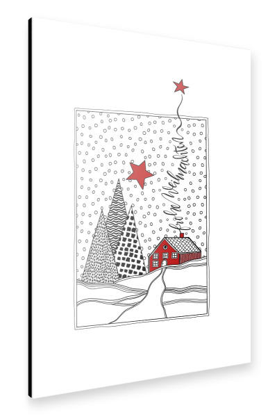 Alu-Dibond "Winterhaus" 30x20 cm artboxONE