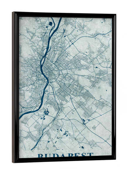 Poster mit schwarzem Rahmen "Stadt Budapest Vintage" artboxONE - Städte / Budapest,Kartografie