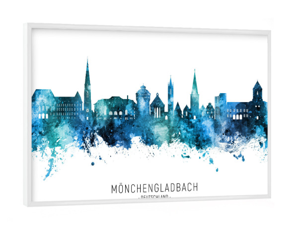 Poster mit weißem Rahmen "Mönchengladbach Skyline" artboxONE - Städte