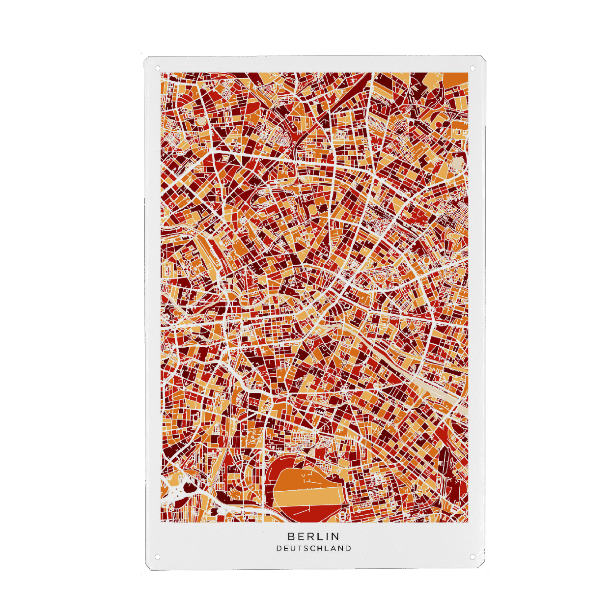 Metall Poster "Berlin Deutschland Roter Stadtplan" artboxONE - Städte,Kartografie - Berlin,Deutschland,Deutschland,Bunt - Blechschild