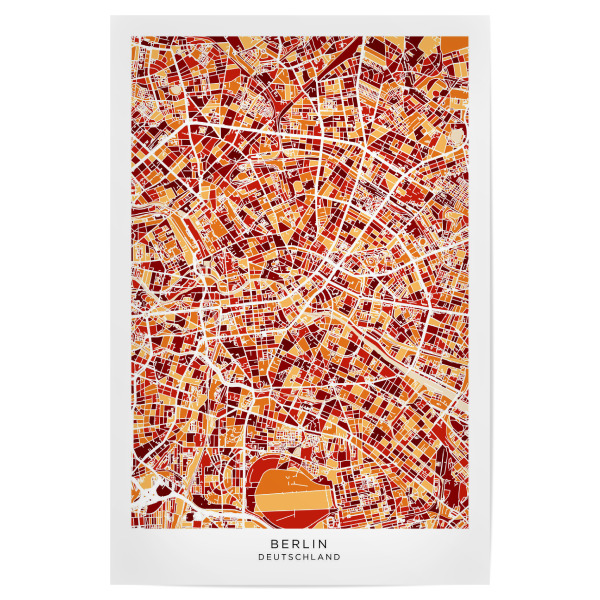Poster "Berlin Deutschland Roter Stadtplan" artboxONE - Städte,Kartografie - Berlin,Deutschland,Deutschland,Bunt