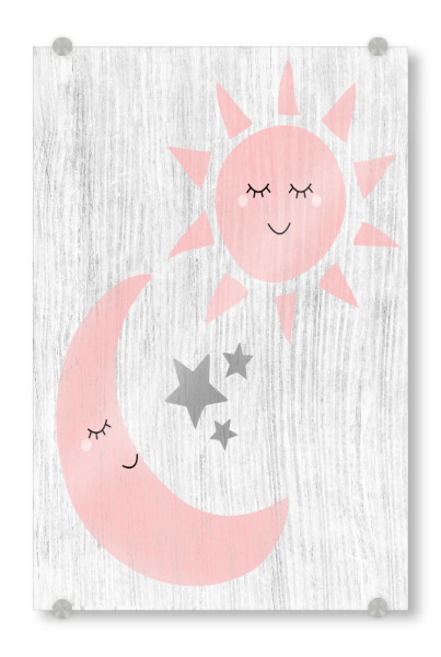 Acrylglasbild "Die Sonne und der Mond" artboxONE - Für Kinder,Galaxy - Sonne,Mond,Sterne,Holz