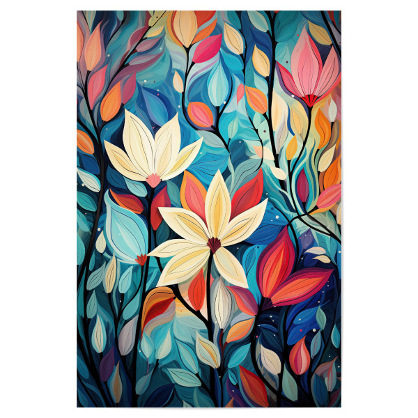 Poster "Bemalte Blumenelemente" artboxONE - Floral,Abstrakt