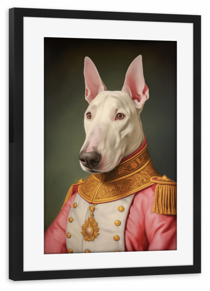 Poster mit Rahmen schwarz "Gemälde pink Bullterrier" artboxONE - Tiere,Abstrakt,Lustig